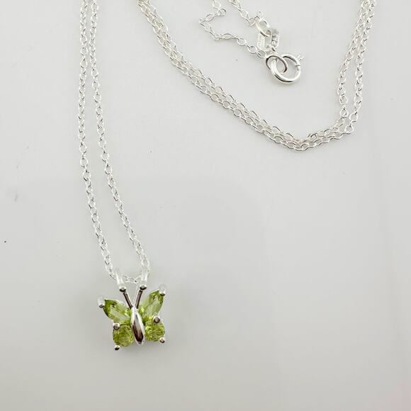 Pretty Natural Green Peridot Butterfly Necklace - Picture 7 of 11